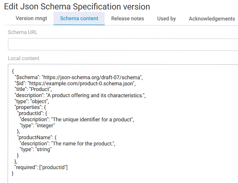 JSON Schema Spec Local Content