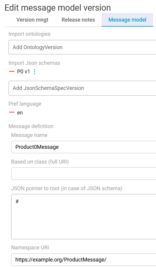 JSON Schema import used in new message design